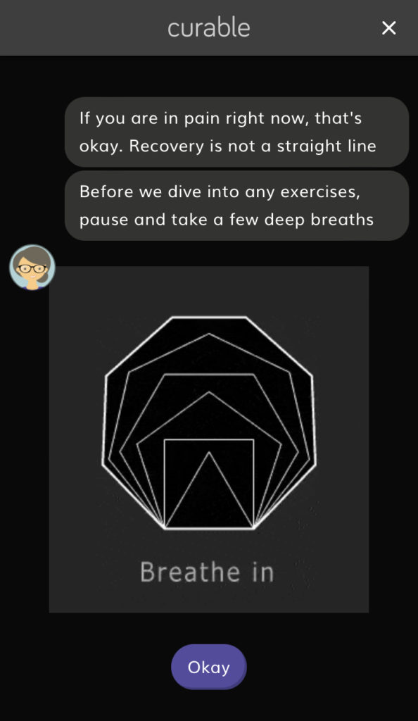 Screenshot of Curable app
